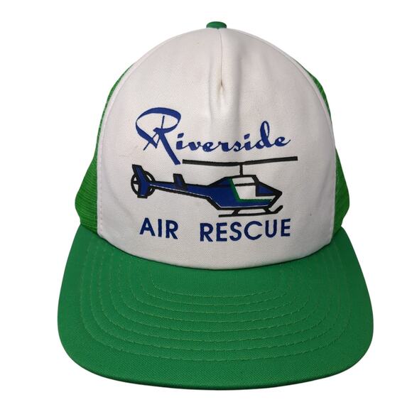 Riverside Air Rescue Snapback Trucker Hat Green One Size Mesh Back - Picture 1 of 10